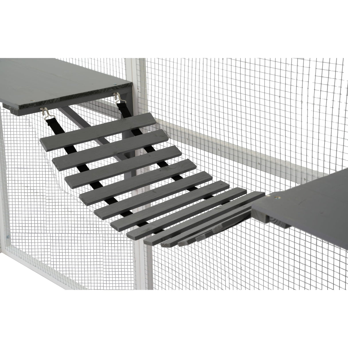 YOPTO Wooden Catio Outdoor Cat Cage Enclosure with Weatherproof Roof, Cats Scratcher Ramp,Space Capsule Bed,Bridges and Resting Houses,Platforms,for Walk in Kitten Kennel,White YOPTO