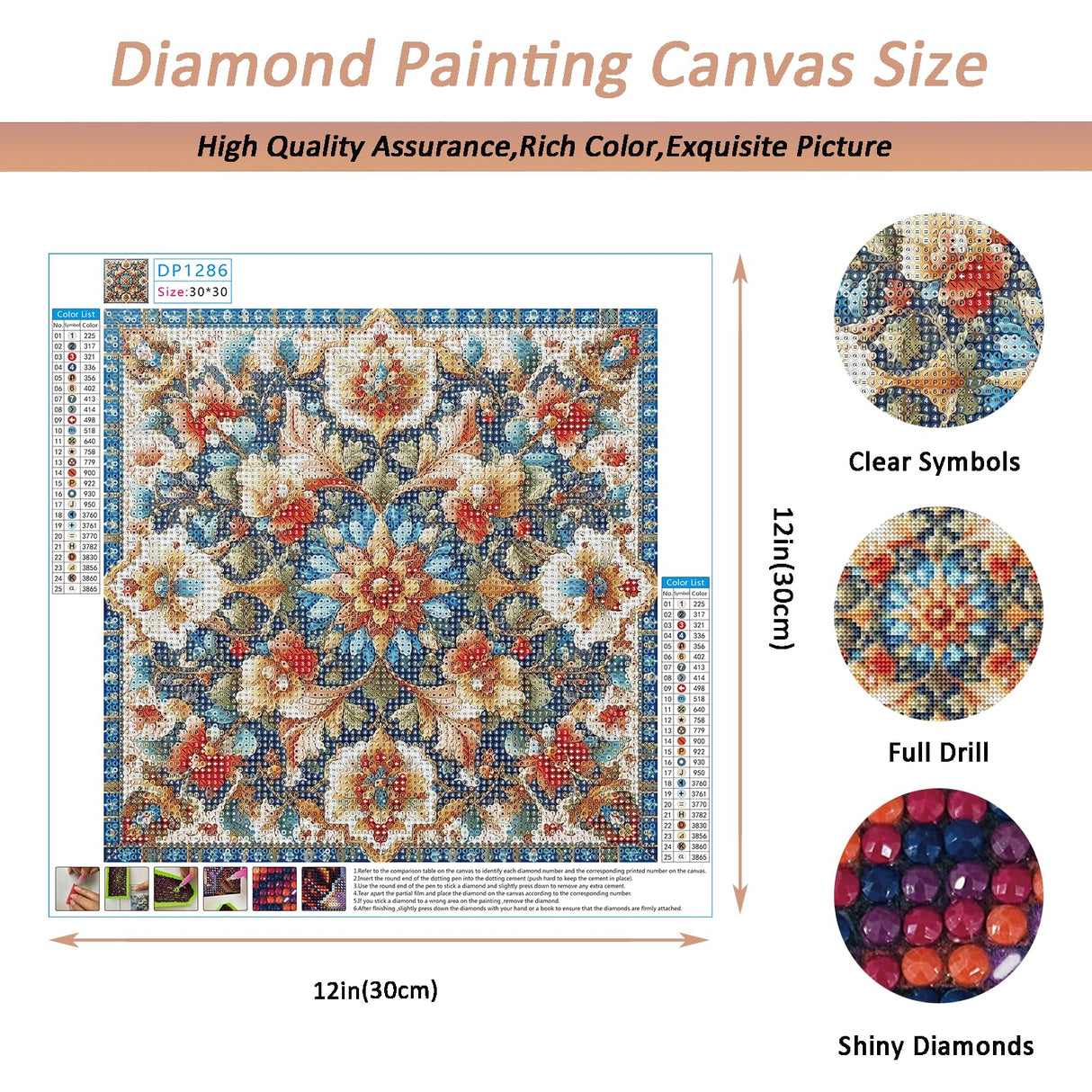 Auremi 5D Mandala Diamond Painting Kits, Flower Diamond Art Painting Kits for Adults DIY Full Drill Diamond Dots Crystal Craft Kits for Home Wall Decor Gifts 11.8x11.8 inch Auremi
