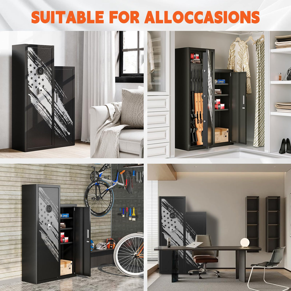 Xyvaly 2025 Upgraded Large Gun Safe for 8-10 Rifles - Quick Access, Gun Safes for Home Rifle and Pistols,Removable Shelves & Pistol Storage for Home Security. (XL) Xyvaly