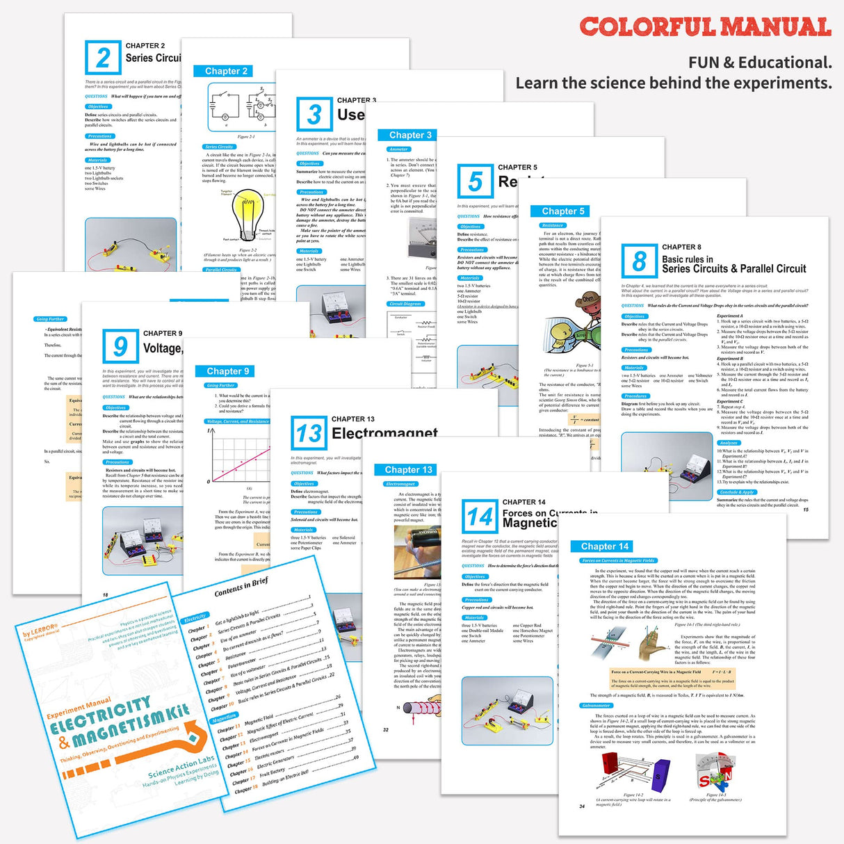 Teenii Electricity and Magnetism Kit Experiments STEM Science Kit for Kids, Electromagnetism Circuit Learning Set School Lab Physics Educational Toys, Birthday Gift for Boys Girls Age 8-16 Year Old Teenii