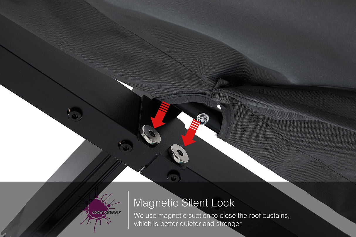 Luckyberry 10' X 10' Outdoor Retractable Pergola with Sun Shade Canopy Patio Metal Shelter for Garden Porch Beach Pavilion Grill Gazebo Modern Yard Grape Trellis Pergola, Beige LUCKYBERRY