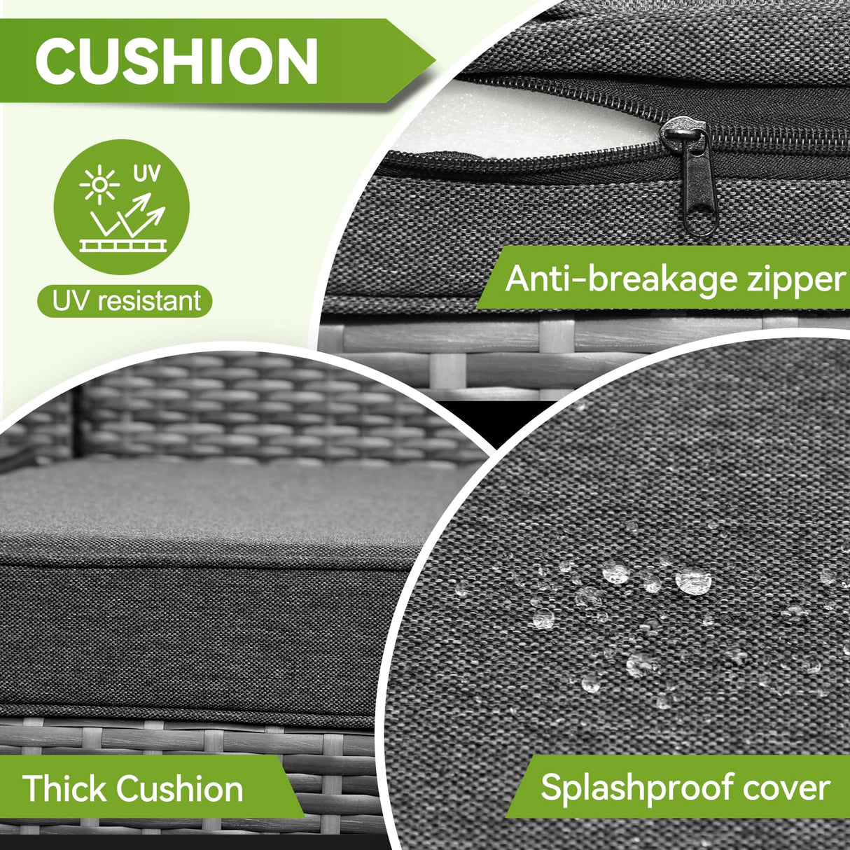 Suvivityse 6 Pieces Patio Furniture Set Sectional Rattan Wicker Outdoor Conversations Sets with Table and Ottomans for Garden, Poolside, Backyard (Grey) Suvivityse