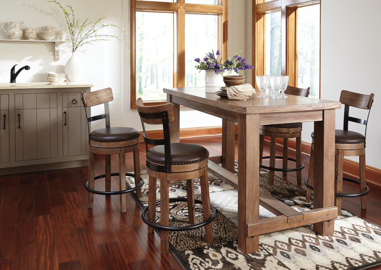 Signature Design by Ashley Pinnadel 24.25" Modern Farmhouse Swivel Counter Height Barstool, Light Brown Signature Design by Ashley