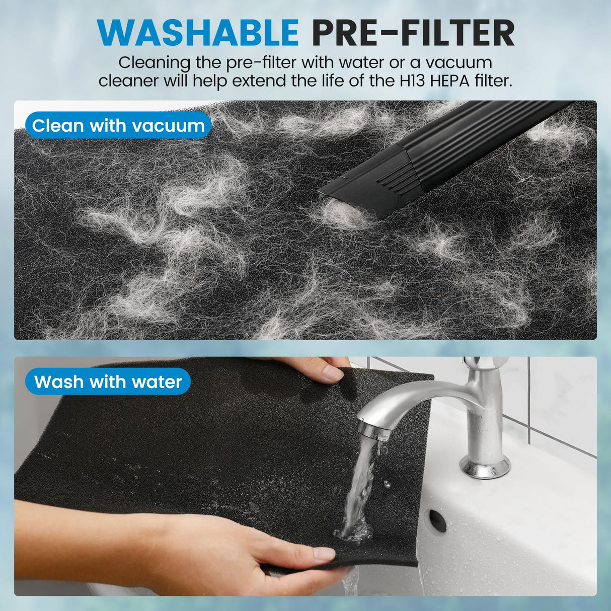 2 Pack KJ190L Filter Replacement Compatible with MOOKA KJ190L Air Purifier For Home Large Room 2000 Ft², 2 H13 HEPA Filters and 4 Washable PreFilters Pet Air Purifier Filters for Bedroom iSingo