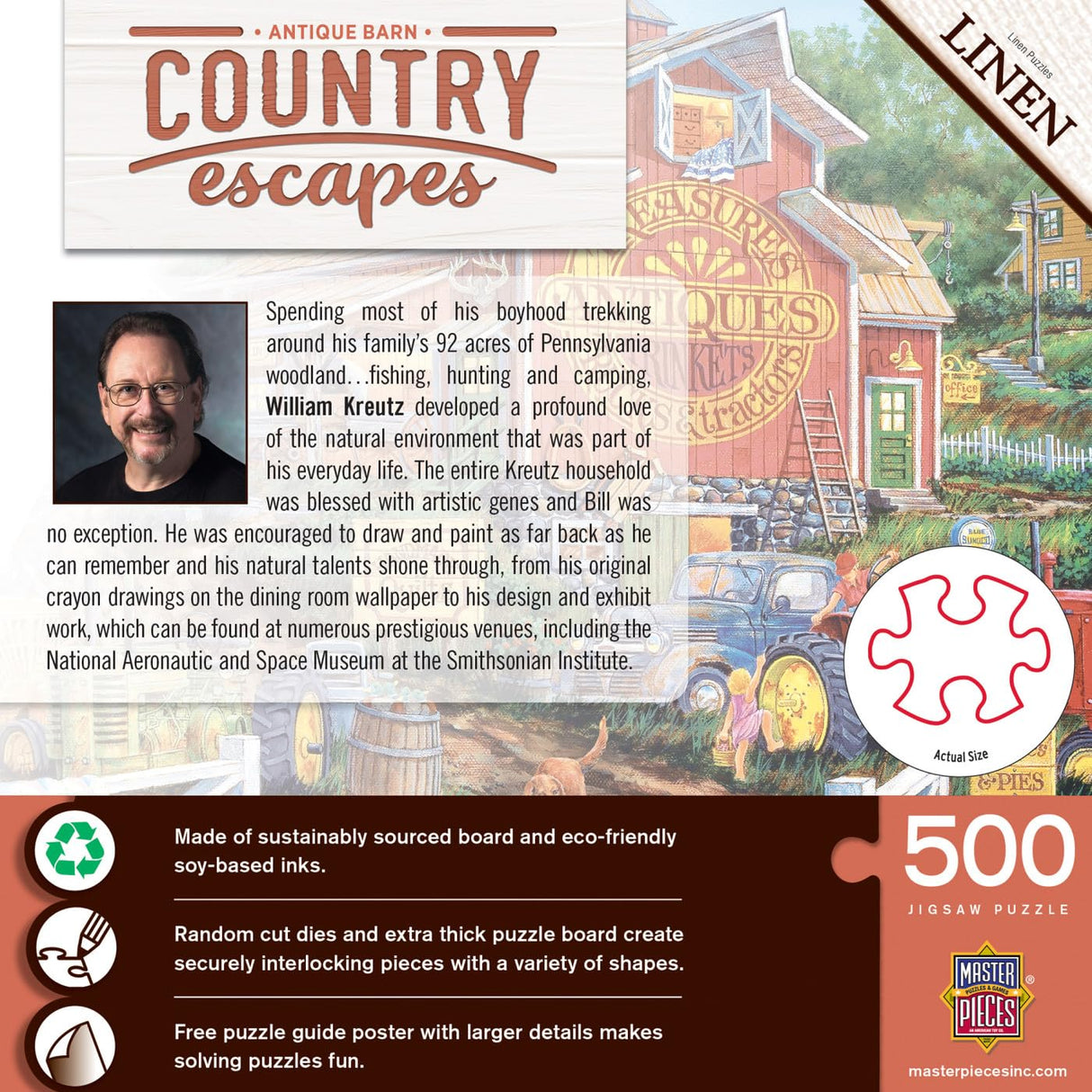 Masterpieces 550 Piece Jigsaw Puzzle For Adults, Family, Or Kids - Antique Barn - 18"x24" Masterpieces