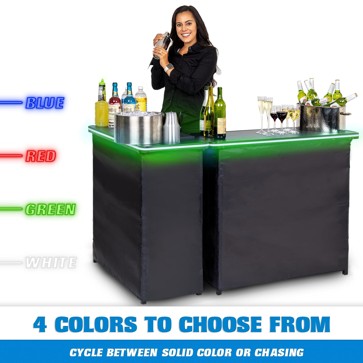 GoPong Double LED Bar Table Set with Carrying Case - Mobile Bartender Station for Events GoPong