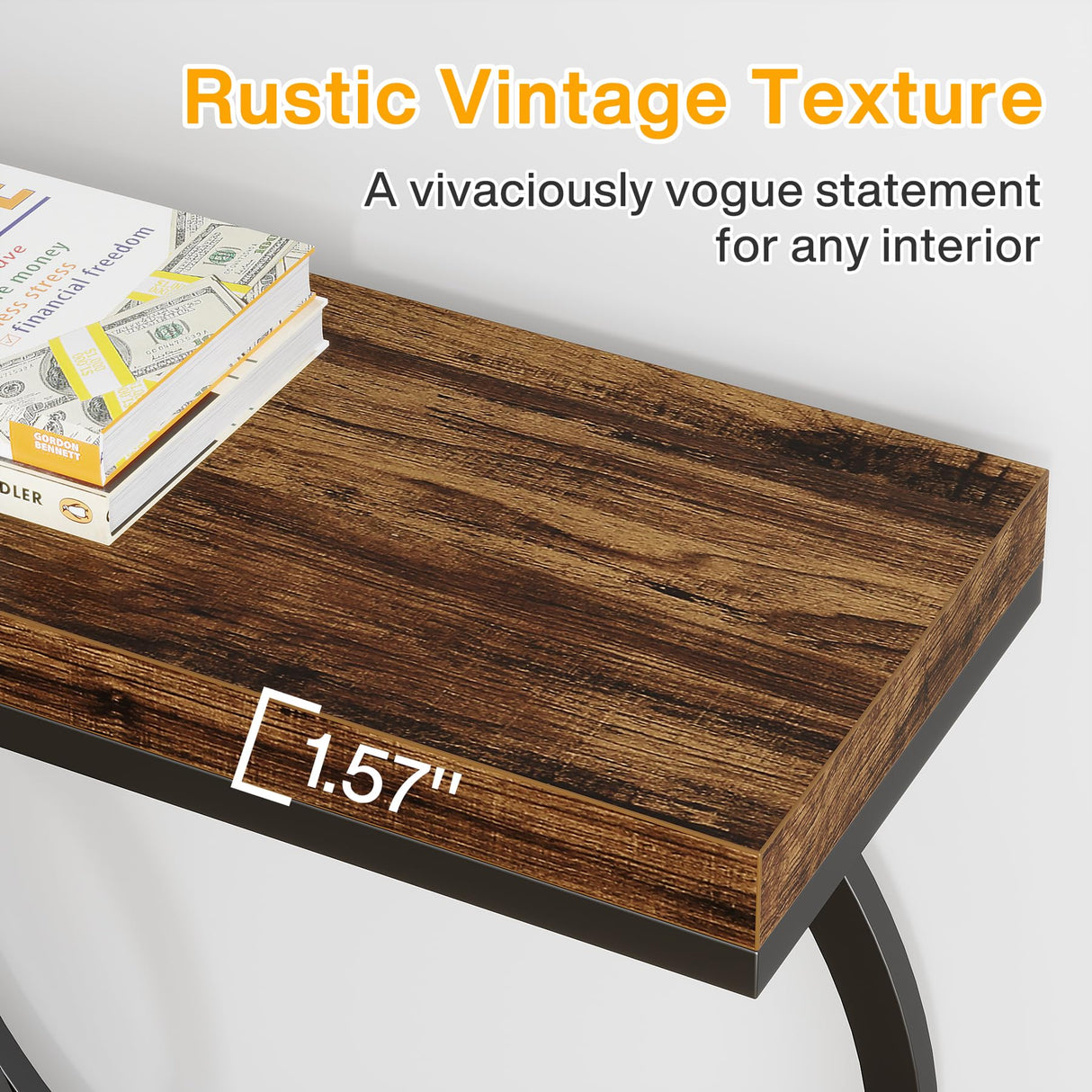 Tribesigns Industrial Console Table, 55 inch Wood Entryway Table Narrow Long Sofa Table, Rustic Accent Table for Living Room, Entrance Table Geometric Metal Frame, Rustic Brown Tribesigns