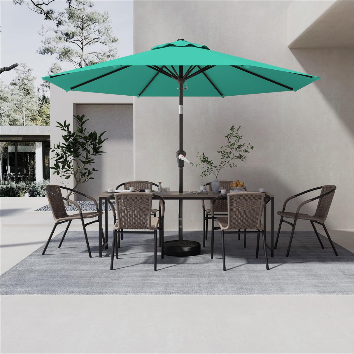 AreShark 10 FT Patio Umbrella for Outdoor, Outdoor Table Umbrella with Push Button Tilt and Crank, Outdoor Patio Umbrellas with 8 Sturdy Ribs, Patio Umbrellas for Market, Garden, Pool (Cerulean) AreShark