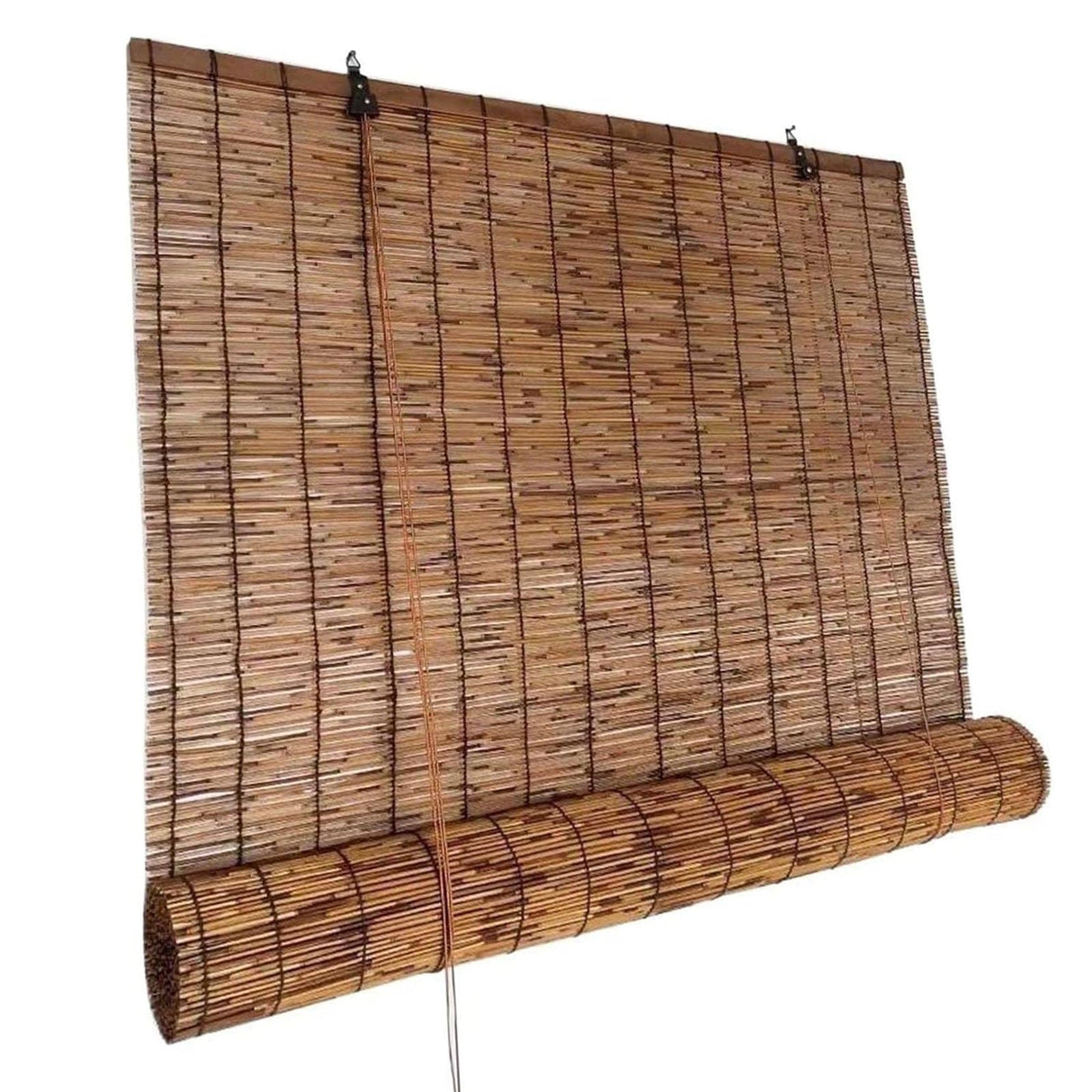 Outdoor Bamboo Roll-up Shades for Porch Patio Privacy Screen, Blackout Roller Window Blinds 48" 60" 64" 66" 72" 84" 96" Long Waterproof Reed Curtain with Lifter, Cordless Bamboo Blinds(40" x 48") KAKVSRBPER