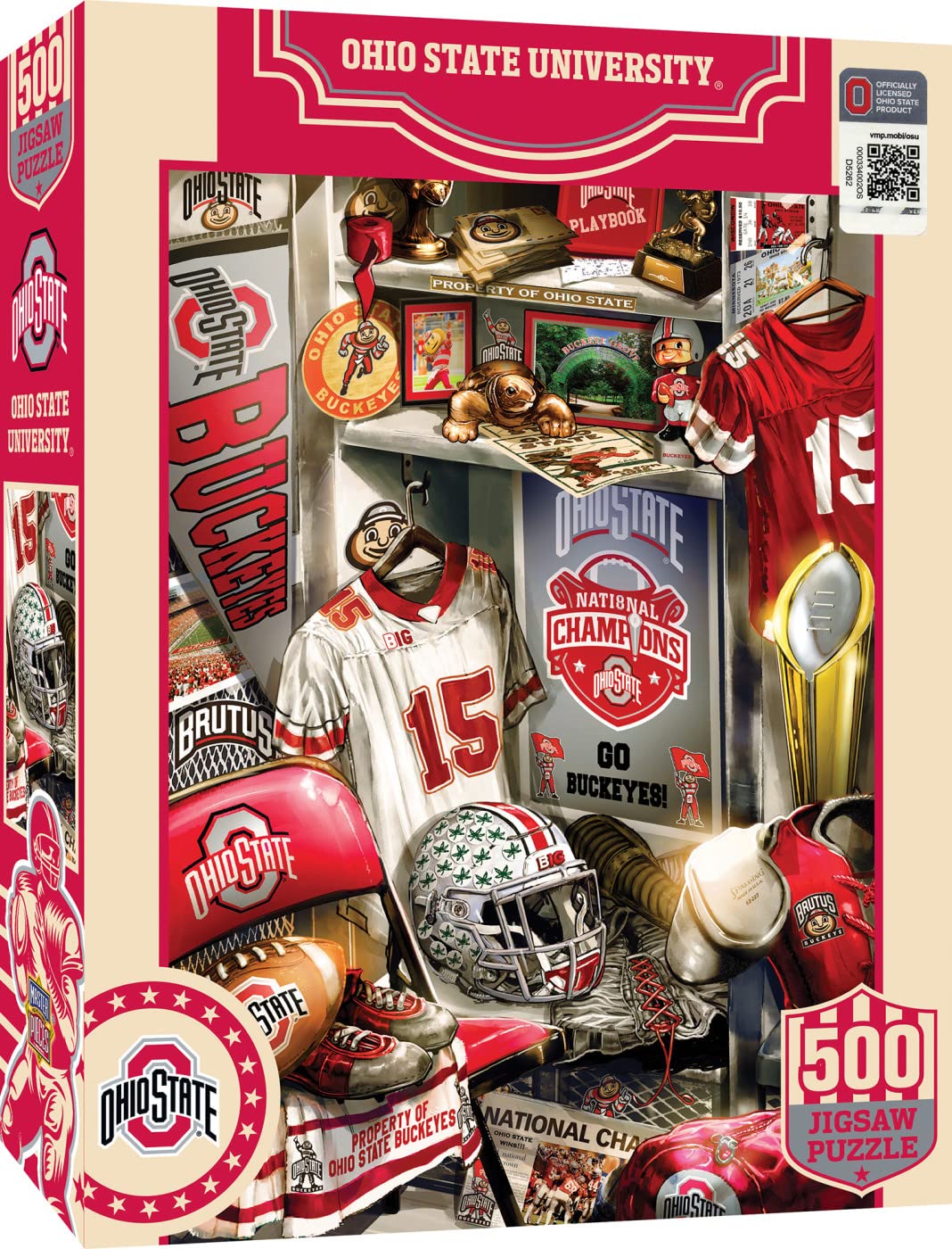 MasterPieces Game Day 500 Piece Jigsaw Puzzle for Adults - NCAA Ohio State Buckeyes Locker Room - 15"x21" Masterpieces
