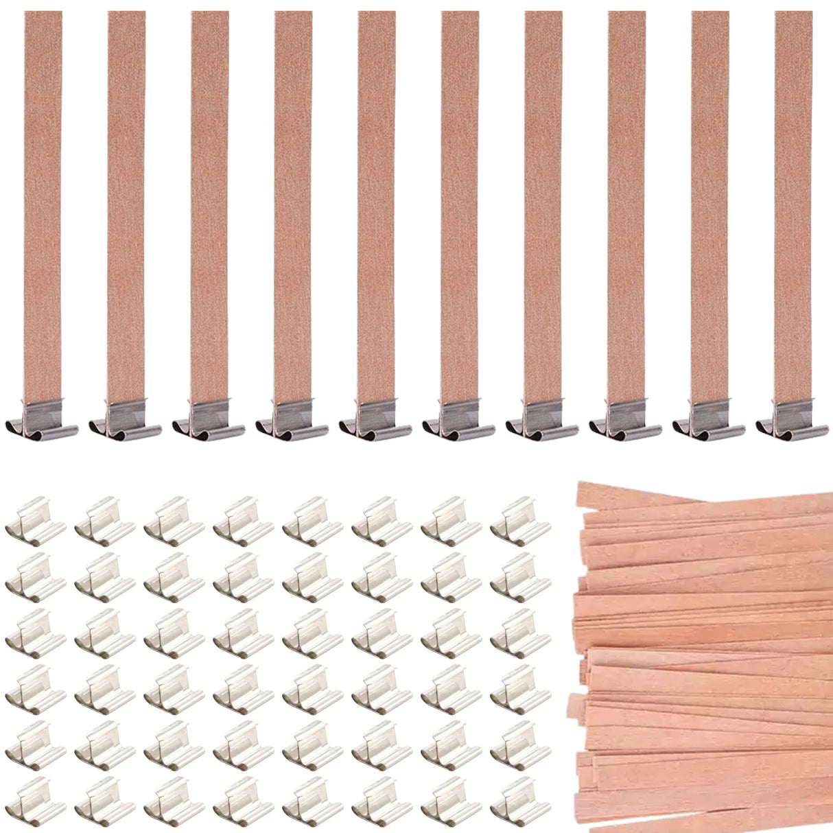 50PCS Wicks Wooden Set for Candles – 25PCS Candle Wicks with 25PCS Metal Base for Candlescience DIY Supplies YARRD
