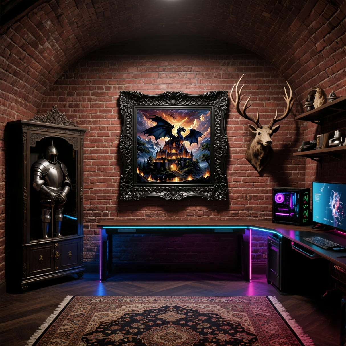 5D Diamond Art Kits for Adults Beginners Dragon Castle,DIY Full Round Drill Diamond Painting Kits, Paint by Diamonds Dots Gem Art Crystal Easy,Home Wall Decor 13.78X13.78 Inch Acelii