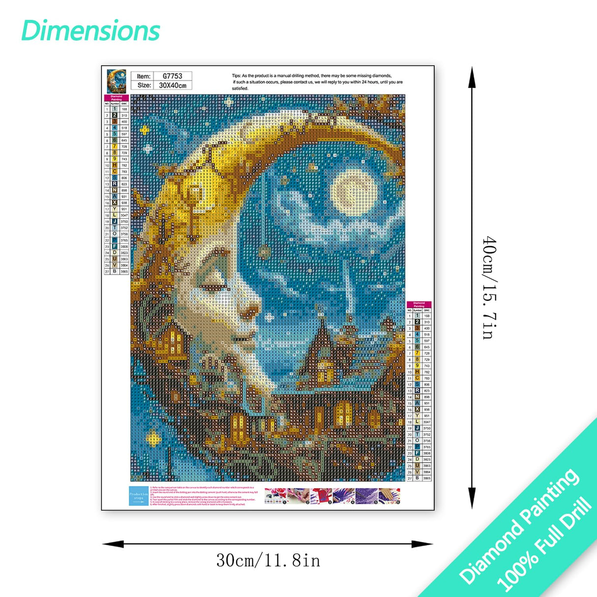 MBNTJHT Moon Diamond Art Kits for Adults Beginners,Fairy Round Drill Diamond Painting Kits,DIY Treehouse Painting by Diamonds Crafts for Home Wall Decor Gifts 12×16Inch MBNTJHT