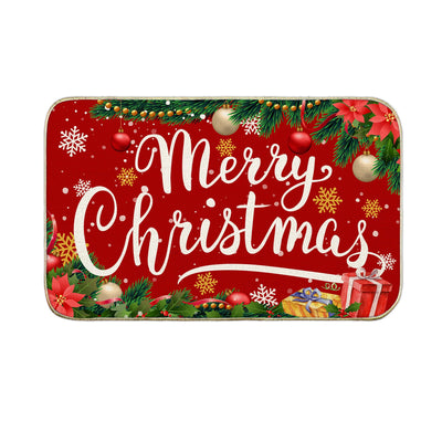 Christmas Door Mat Outdoor, Merry Christmas Welcome Mats for Front Door, Christmas Poinsettia Non Slip Holiday Red Doormat Indoor Entryway Floor Rug for Entrance Outside Home 17”x29”
