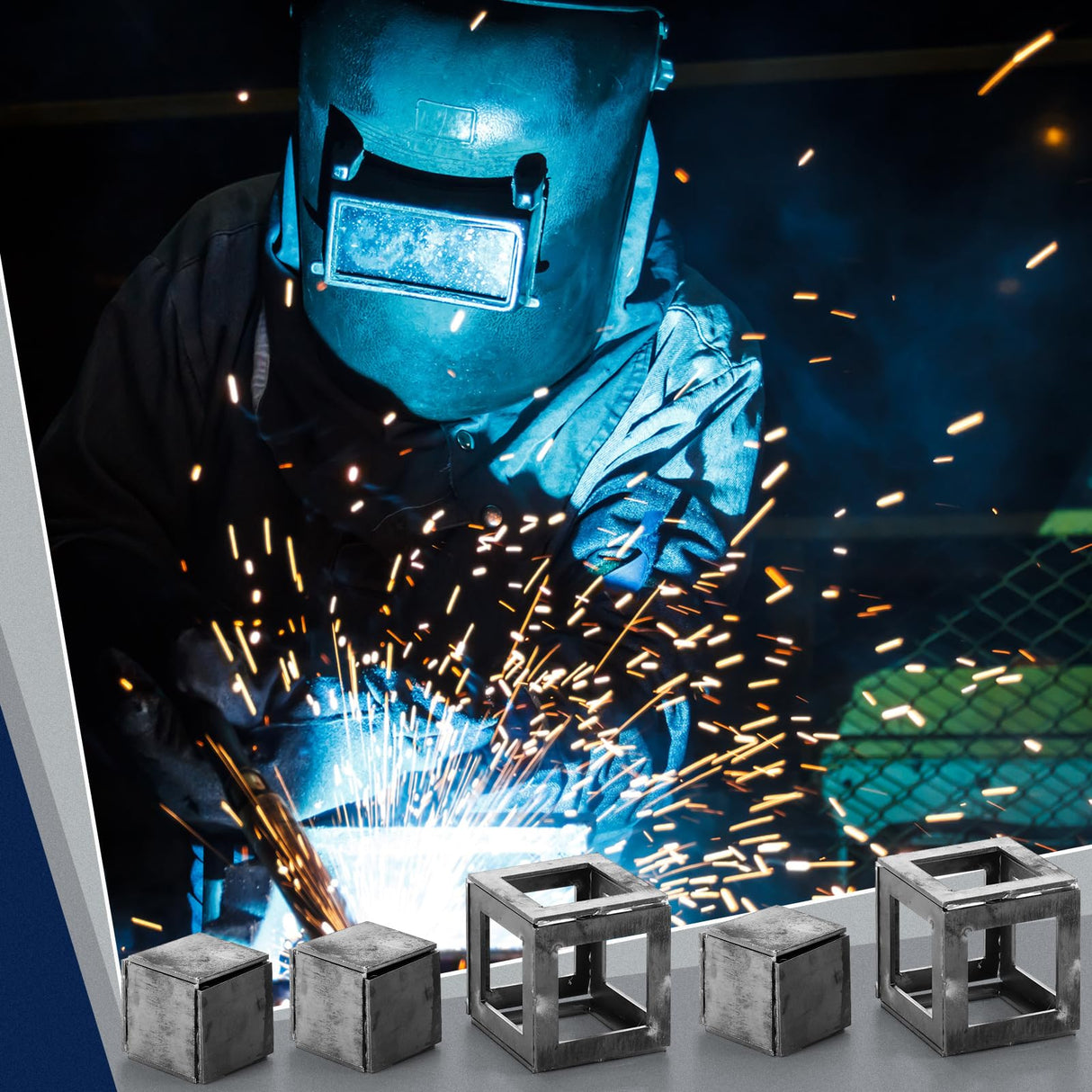 Blulu 48 Pieces Welding Practice Kit Welding Coupons 11 Gauge 3&2 Inch Square Steel Welding Plate for Novice at Welding Welding Practice Kit for Mig, Tig Stick, Arc, Gas and Brazing Blulu