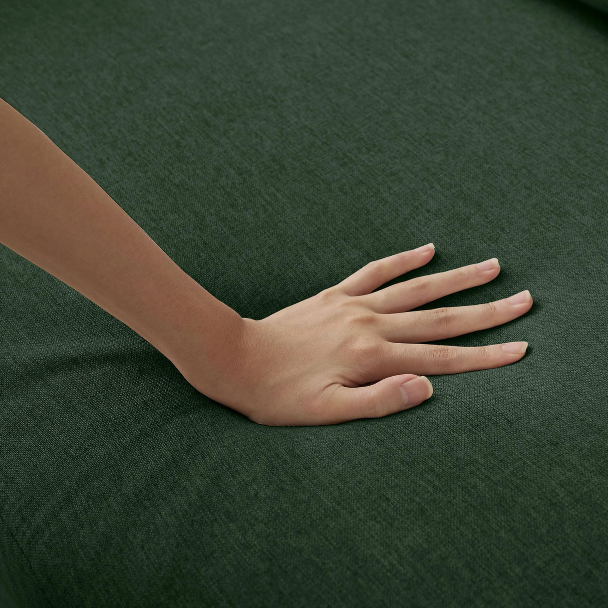 Enobala 101" Convertible Sectional Sofa, 4 Seat U Shaped Couch with Storage Ottoman and Side Pocket, Comfy Sectional Couch for Living Room, Apartment, Modern Linen Fabric Sofa Set,Green Enobala