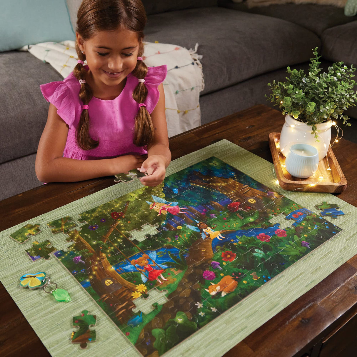 Peaceable Kingdom Twilight Fairies Puzzle – 100-Pc. Seek & Find Glow Puzzle for Kids Ages 6 & Up – Included Blacklight Reveals Hidden Items – Great for Home or Classrooms Peaceable Kingdom
