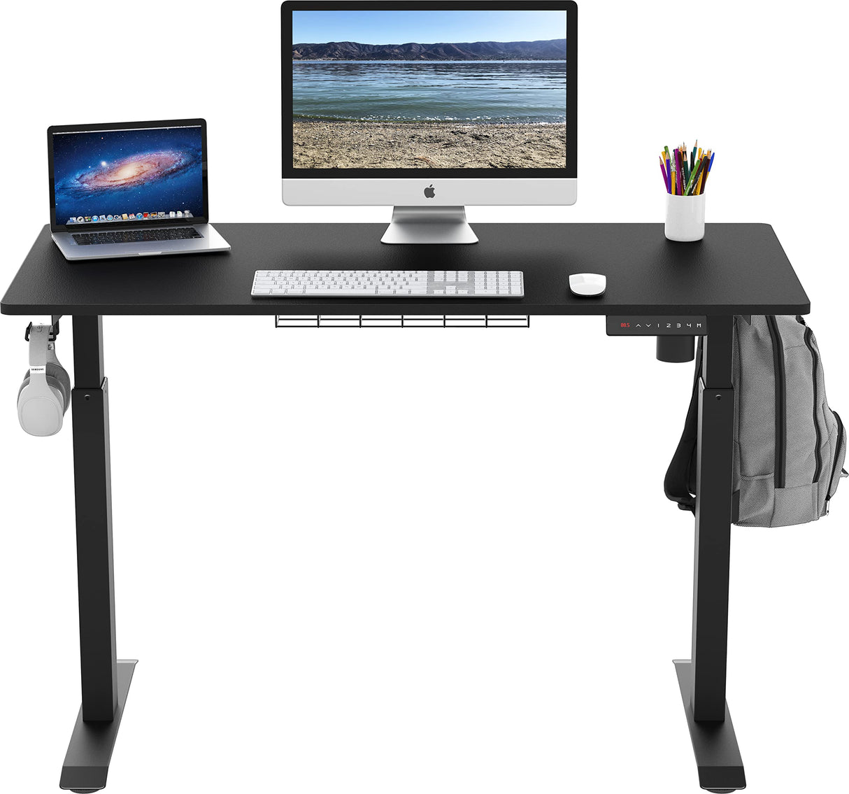 SHW Memory Preset Electric Height Adjustable Standing Desk, 48 x 24 Inches, Black SHW