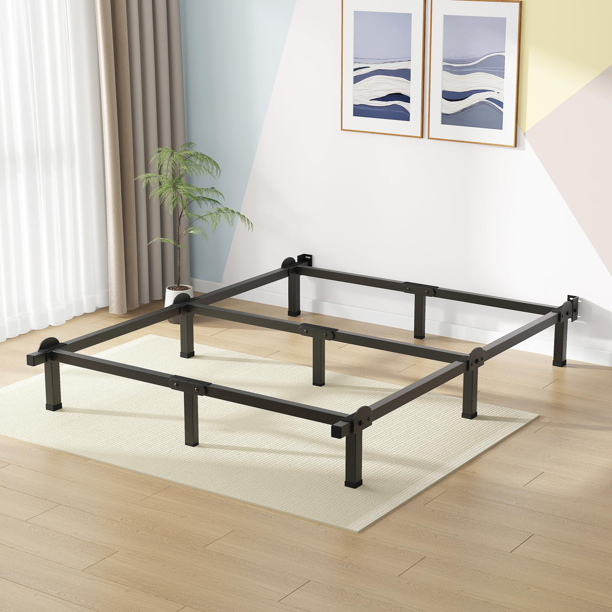 Superay Metal Bed Frame, 9-Leg Bed Base 8 inches Support for Box Spring and Mattress Set, King, Easy Assembly, Black Superay