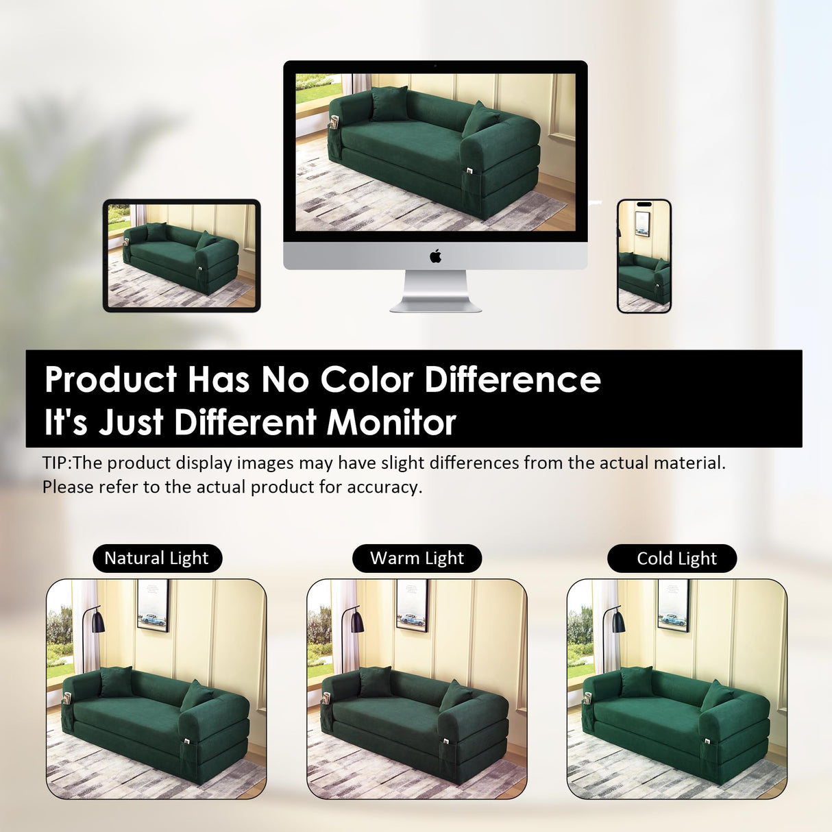 80" Convertible Sofa Bed, 3-in-1 Corduroy Folding Pull Out Couch with Pillows, No Assembly Modern Boneless Couch Compression Sofa in Box, Floor Sofa with Side Storage Pocket for Living Room,Dark Green Zyerch