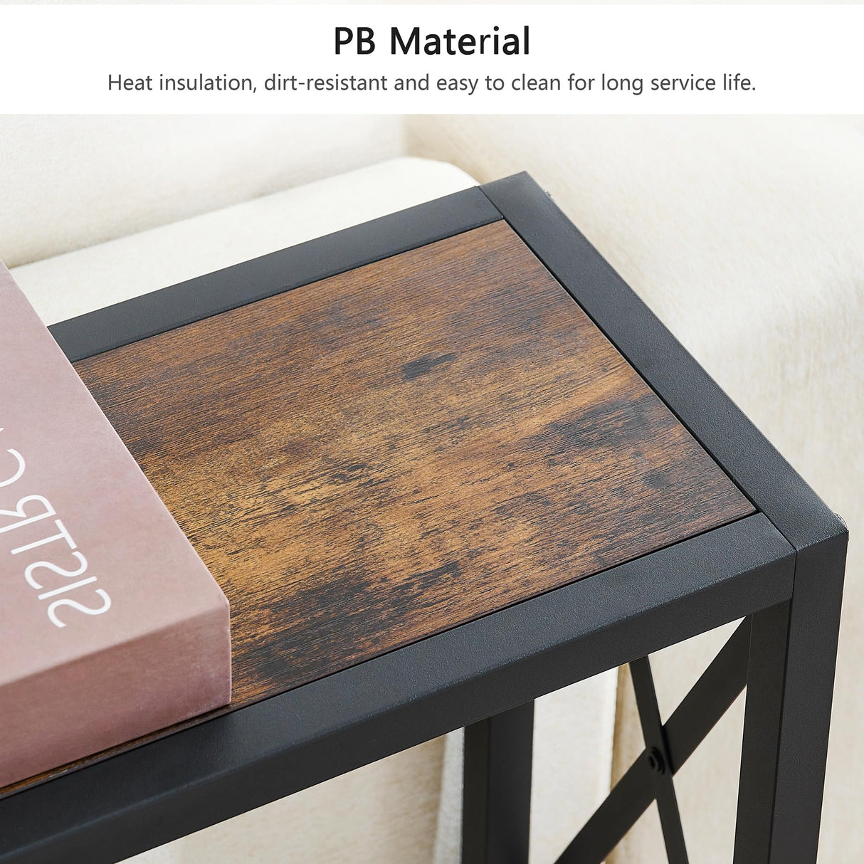 Gewudraw Console Table with 2 AC Oulets & 2 USB Ports, 55.1" Narrow Sofa Table, Entryway Table, Industrial Sofa Table for Hallway, Living Room, Bedroom, Long Console Table, 6.5 Feet Power Cord Gewudraw