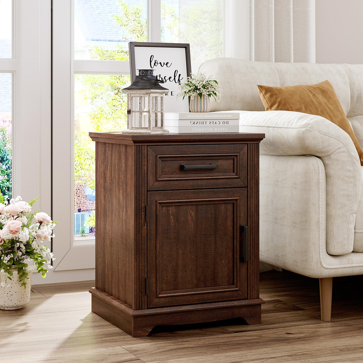 Maupvit Nightstand Set of 2, Bedside Table with Drawers for Bedroom, End Table with Large Storage Cabinet for Small Spaces, Office, Wood, Brown, 17.72” L x 15.75” D x 23.82” H x2 Maupvit