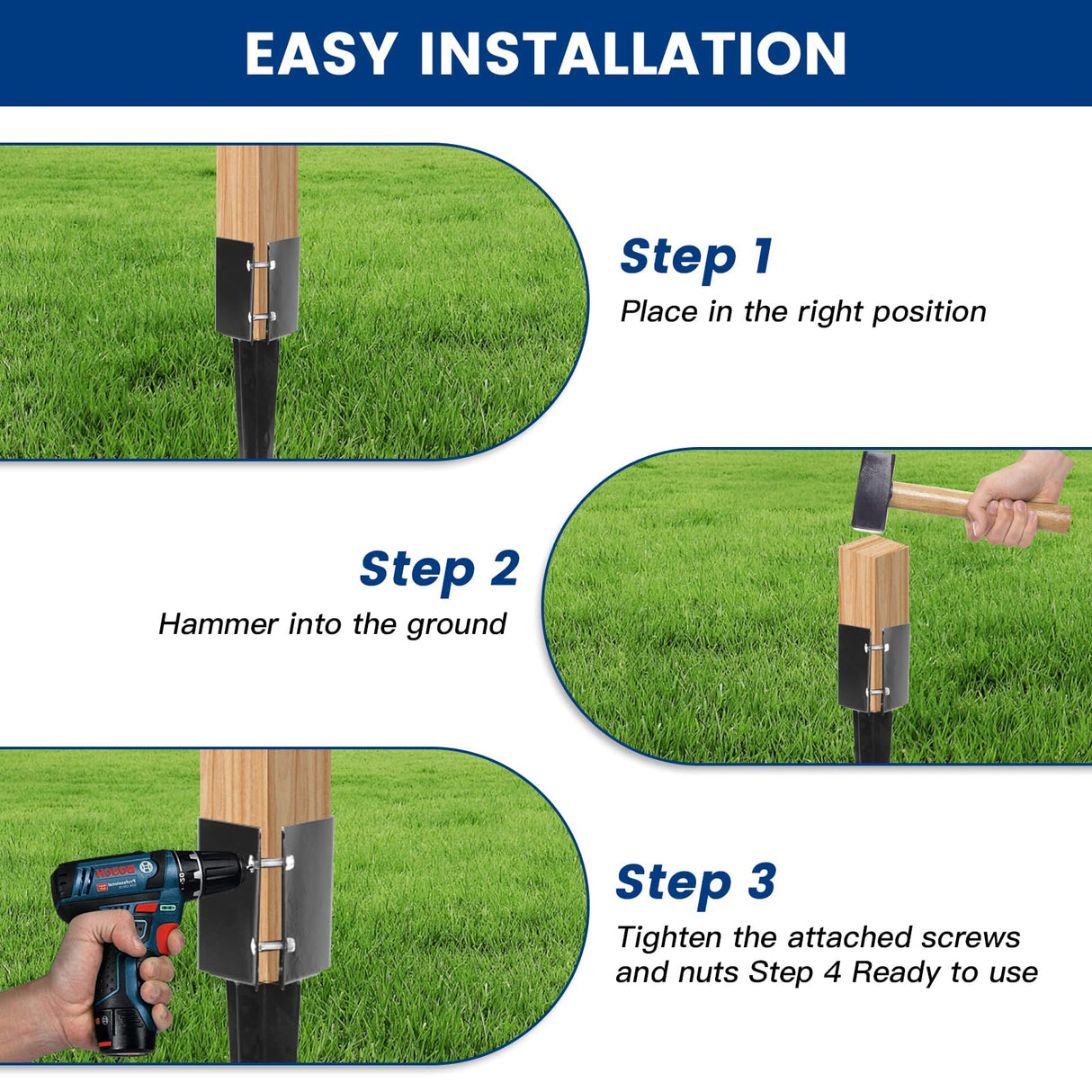 TIyneayle 6 Pack 4x4 Fence Post Anchor Ground Spike Mailbox Fence Post Spikes Stakes TIyneayle
