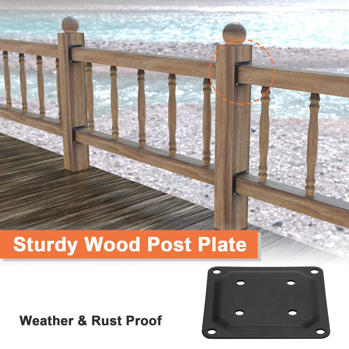 ForoGore 4" x 4" Wood Post Plate Connector, Powder-Coated Decking Post Base, Wood Fence Post Anchor Base, Deck Porch Railing Support Base(4 Pack) ForoGore
