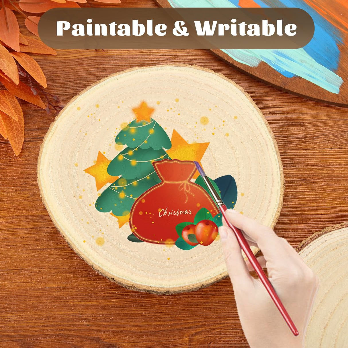 10 Pcs Large Unfinished Wood Slices for Centerpieces, 7-9 inches Wood Rounds for Crafts, Decor Rustic Wood Circles for DIY Crafts, Wedding Decor, Round Wooden Discs Wood Slice Ornaments CYEAH