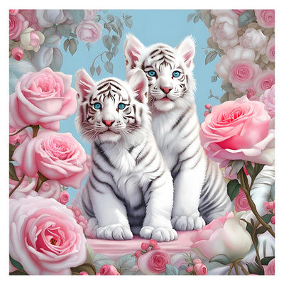 AMORARS 5D Diamond Painting Kit for Adults, Tiger Diamond Art Beginners - Full Diamond Dot Gem Art Flower, Suitable Gifts, and Home Decoration Crafts, 12x12Inch