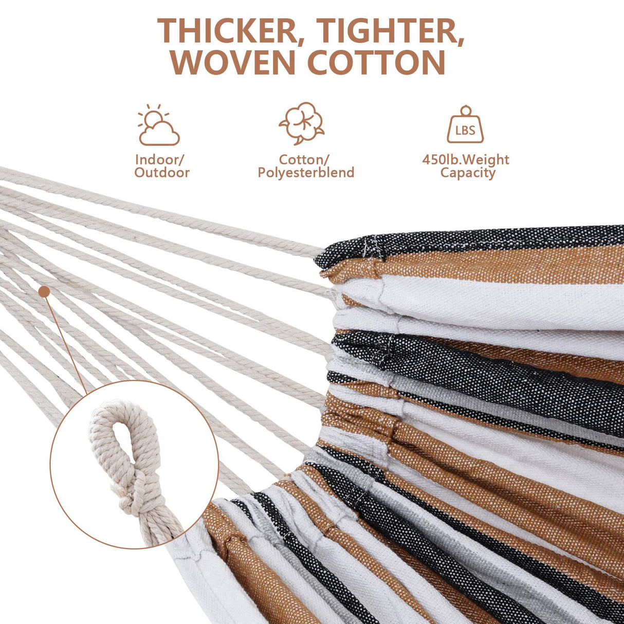 EVLIQUIL Double Hammock with Stand Included 450lb Capacity Space Saving Steel Stand,Premium Carry Bag Included,Suit for Outside,Indoor,Yard,Camping(Coffee). EVLIQUIL