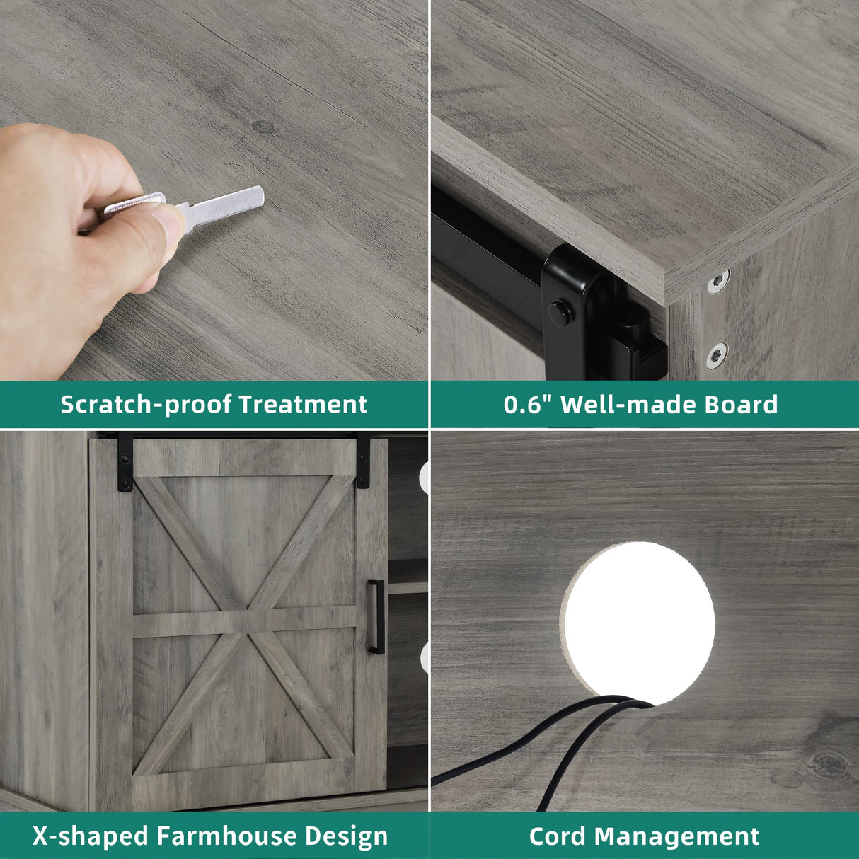 YITAHOME Farmhouse TV Stand for 65/60/55 Inch, Modern Entertainment Center with Sliding Barn Door, Wood TV Media Console Storage TV Cabinet for Living Room for 300lbs, Rustic Grey YITAHOME