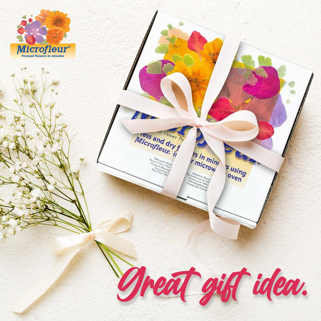 Microfleur Max Art Flower Presser Kit – Quick & Easy Pressing with Washable Cloth, Vibrant Color Retention, Fits Most Microwaves, 9" (23 cm) Microfleur