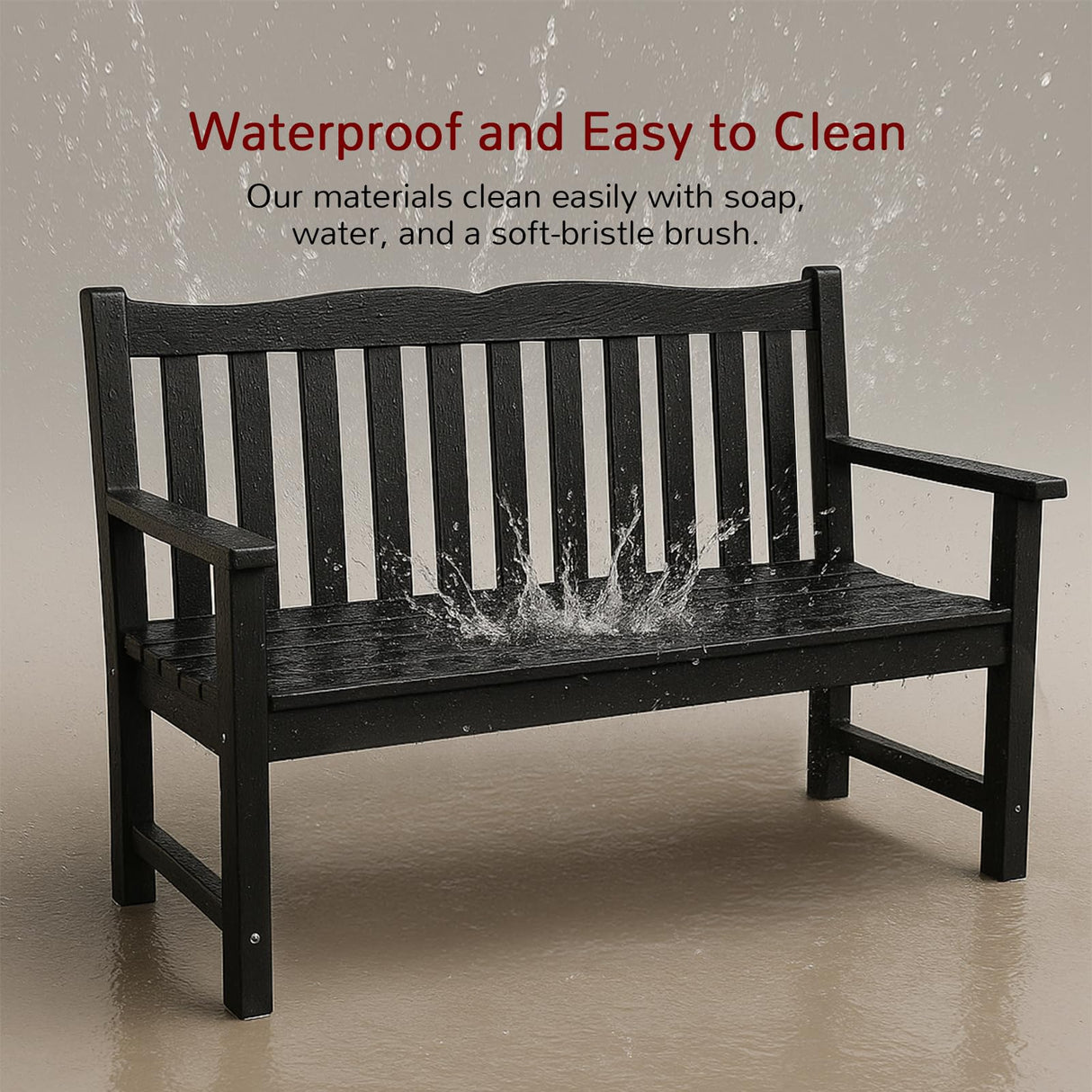 Stoog Outdoor Bench, 2-Person Garden Benches for Outdoors, All-Weather HIPS Garden Bench with 800 lbs Weight Capacity, Never Rot or Fade, for Garden, Porch, Backyard and Park, Black Stoog