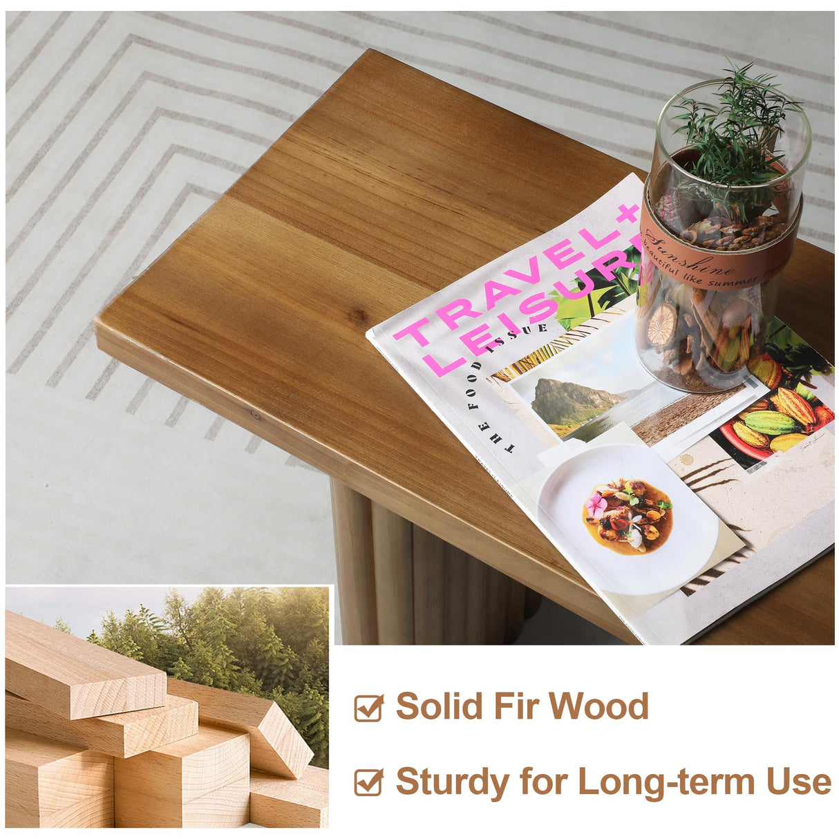 WINWY Solid Wood Entryway Bench - 43.3" Fluted Farmhouse Bench, Indoor Long Dining Bench Seat Narrow End of Bed Bench for Entry Way, Kitchen, Living Room and Bedroom, Brown WINWY