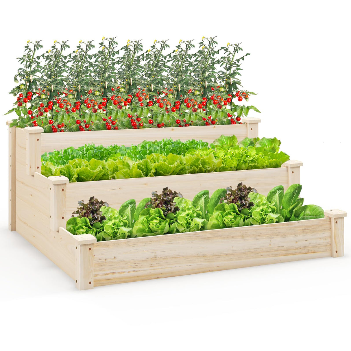 Toolsempire 3-Tier Raised Garden Beds Outdoor, Fir Wood Raised Garden Bed Planter Box, Flower Bed Wooden Planter Kit for Gardening, Vegetable & Herb Toolsempire