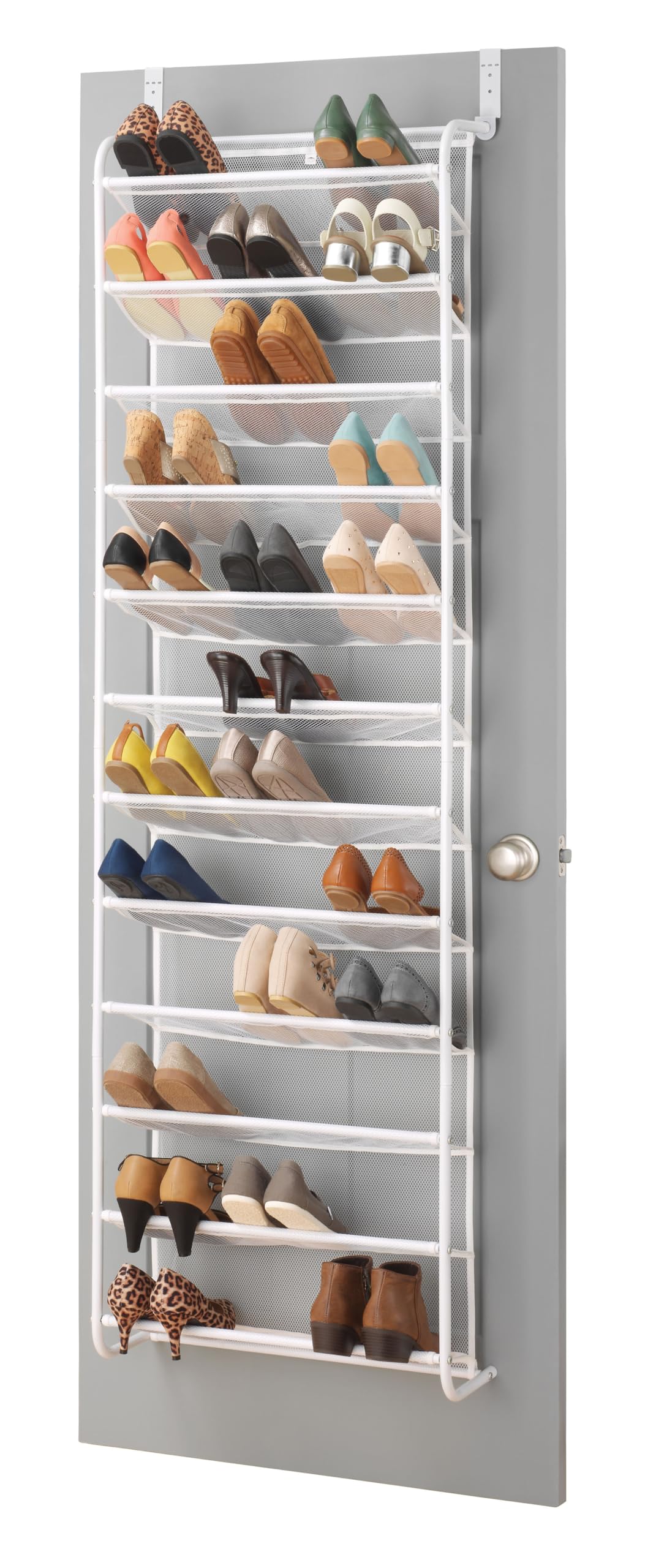 Whitmor Over the Door Shoe Organizer - Holds up to 36 Pairs of Shoes - Metal & Mesh - White Whitmor