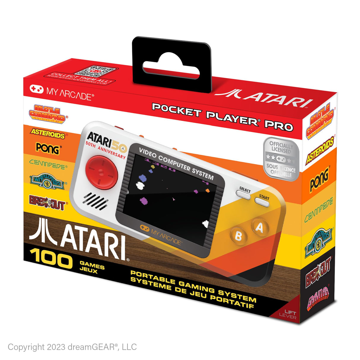 My Arcade Atari Pocket Player Pro: Handheld Portable Video Game Console with 100 Games, 2.75" Color Display, Ergonomic Design My Arcade