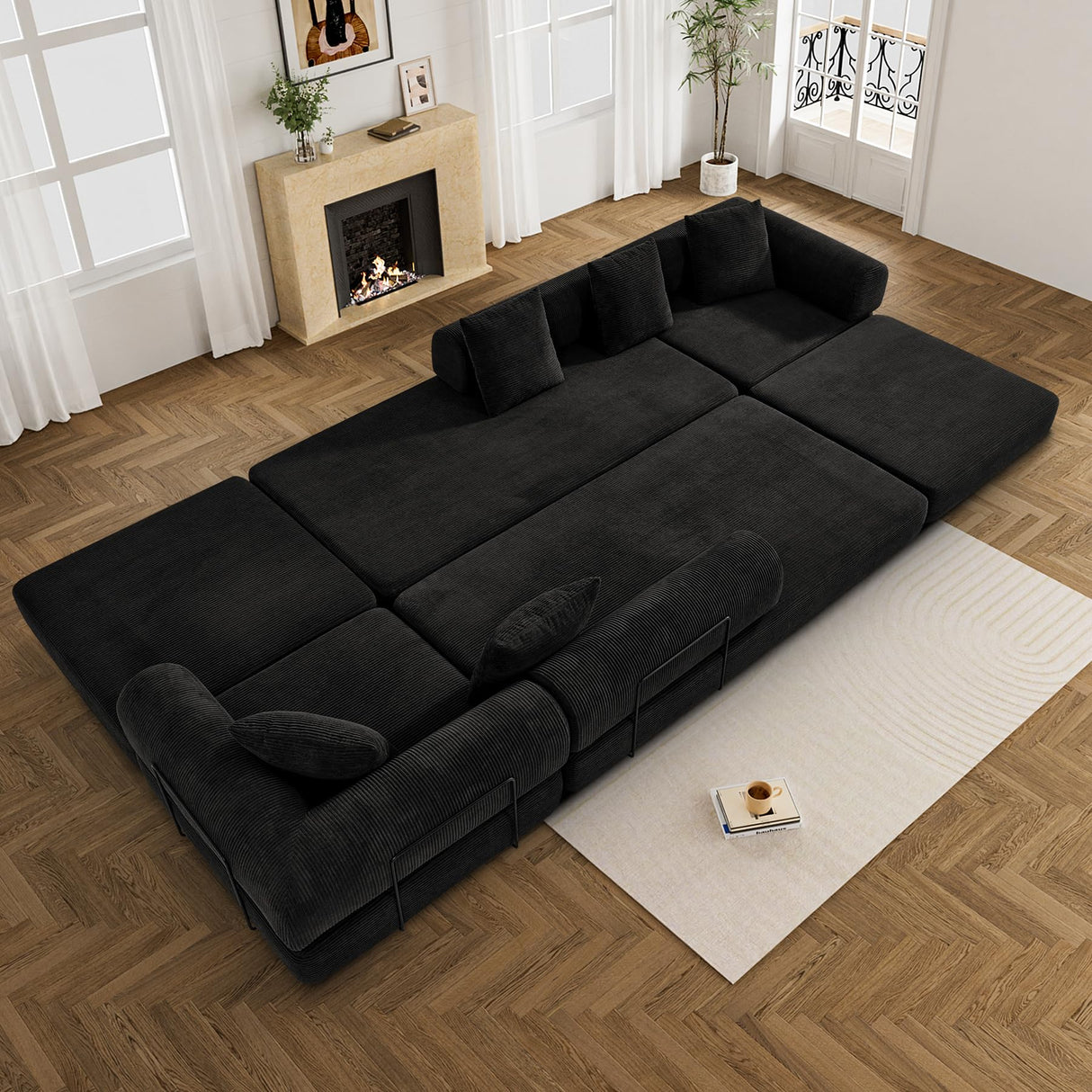 DAMAIFROM Modular Sectional Loveseat Sofa Cloud Boneless Couch, Modern Sleeper Sofa for Customizable Living Spaces, Cozy Modular Couch for Indoor Room, No Assembly Required, Black DAMAIFROM