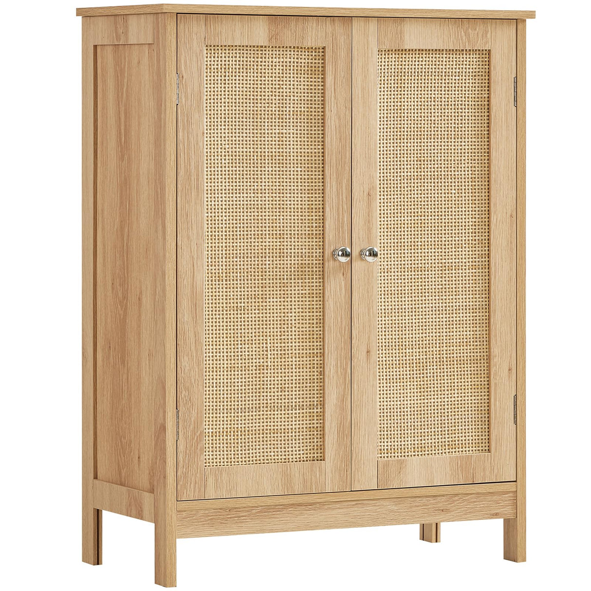 Iwell Storage Cabinet, Rattan Cabinet with Adjustable Shelf, for Living Room, Entryway, Kitchen, Home Office, Nature Iwell