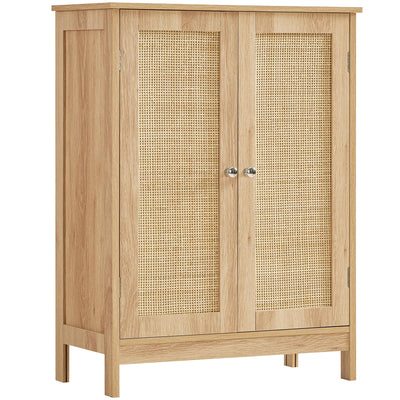 Iwell Storage Cabinet, Rattan Cabinet with Adjustable Shelf, for Living Room, Entryway, Kitchen, Home Office, Nature