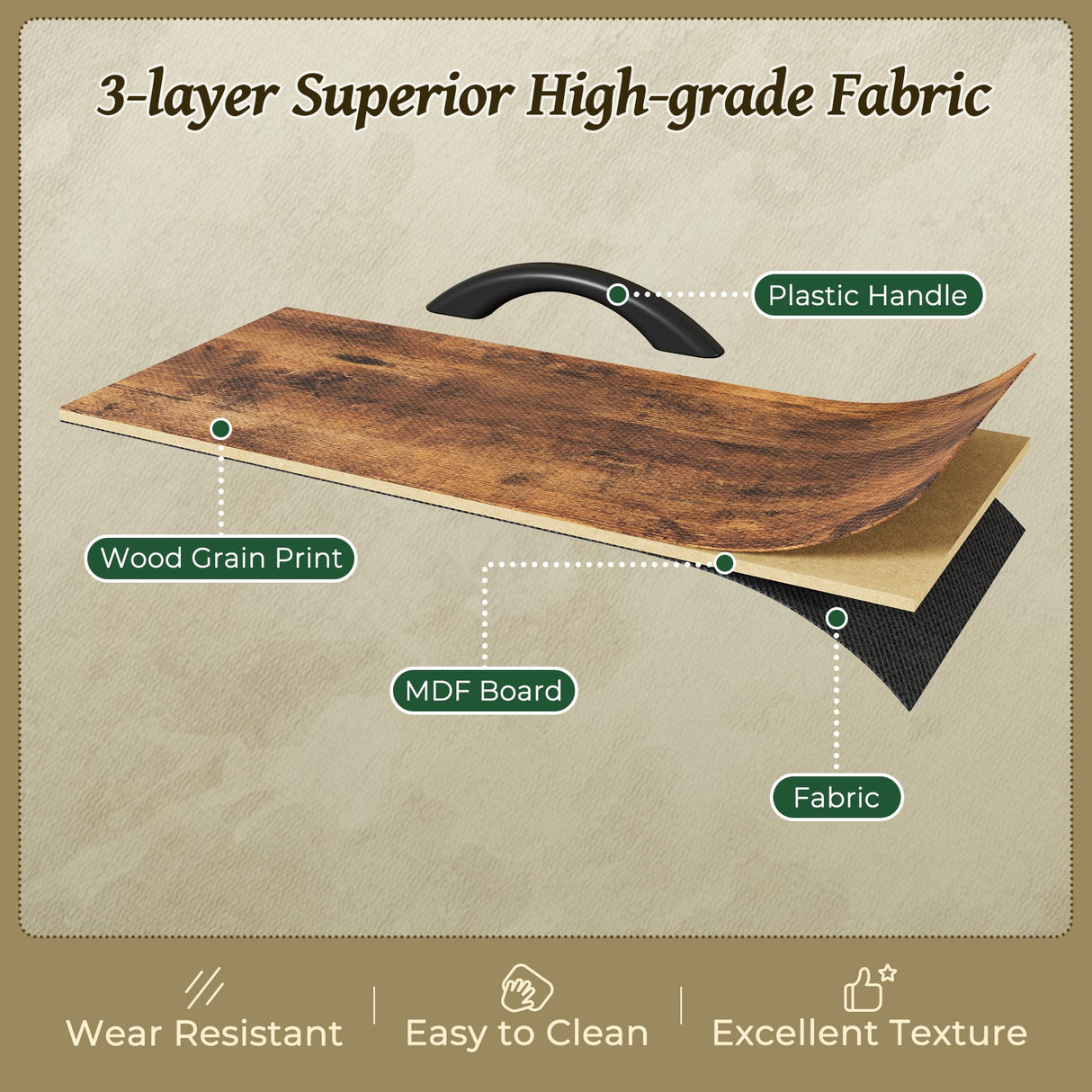 Huuger Dresser for Bedroom, 63 Inch TV Stand for 55, 65, 70 Inch TV, Long Fabric Dresser with 7 Drawers, Chest of Drawers for Storage, Closet, Clothing, Rustic Brown Huuger