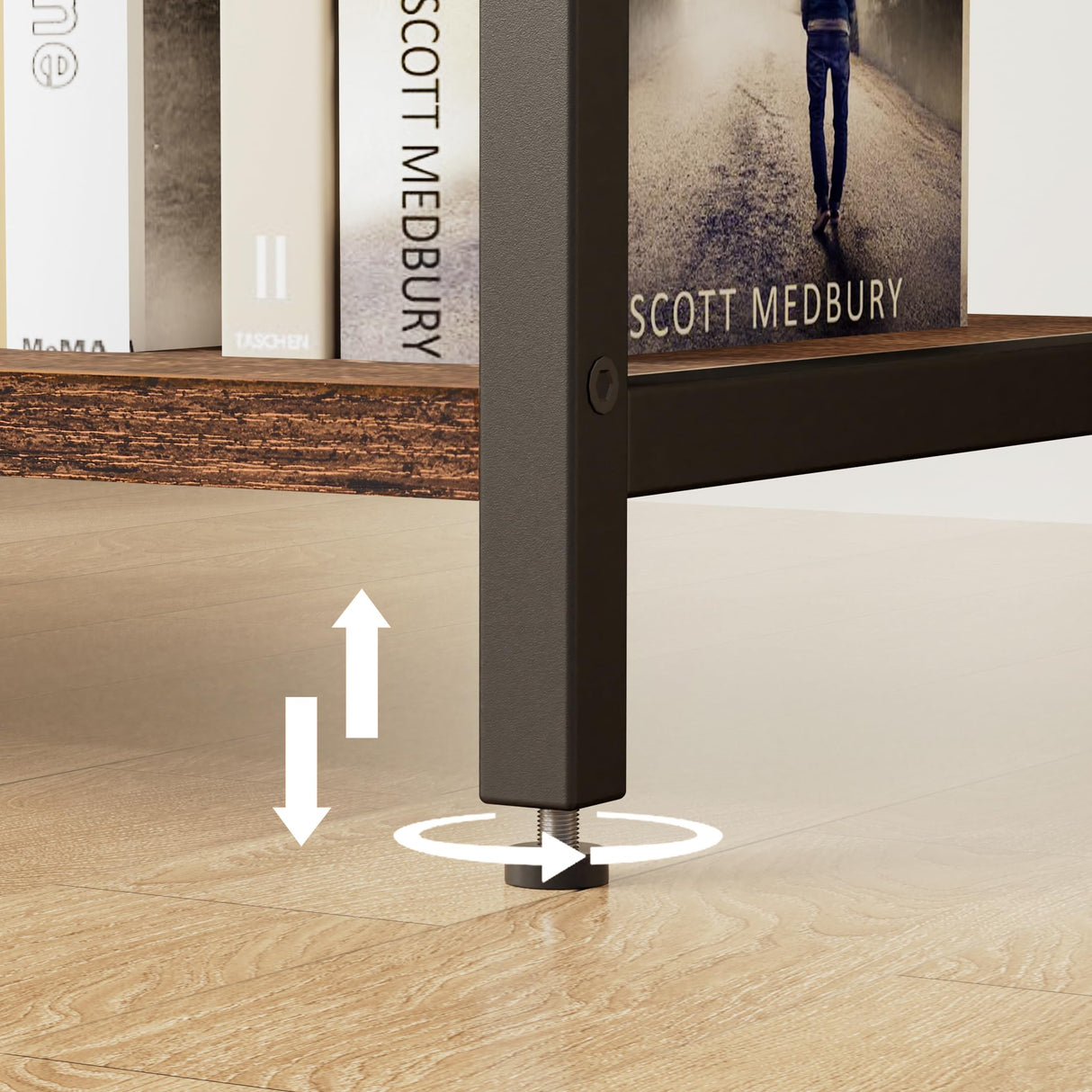 Cerlyunzan Coat Rack With Hanging Rod, Garment Rack With 3 Wooden Shelves and 4 Hooks, Freestanding Hall Tree, Industrial Clothes Rack Stand Organizer, Rustic Brown and Black Cerlyunzan