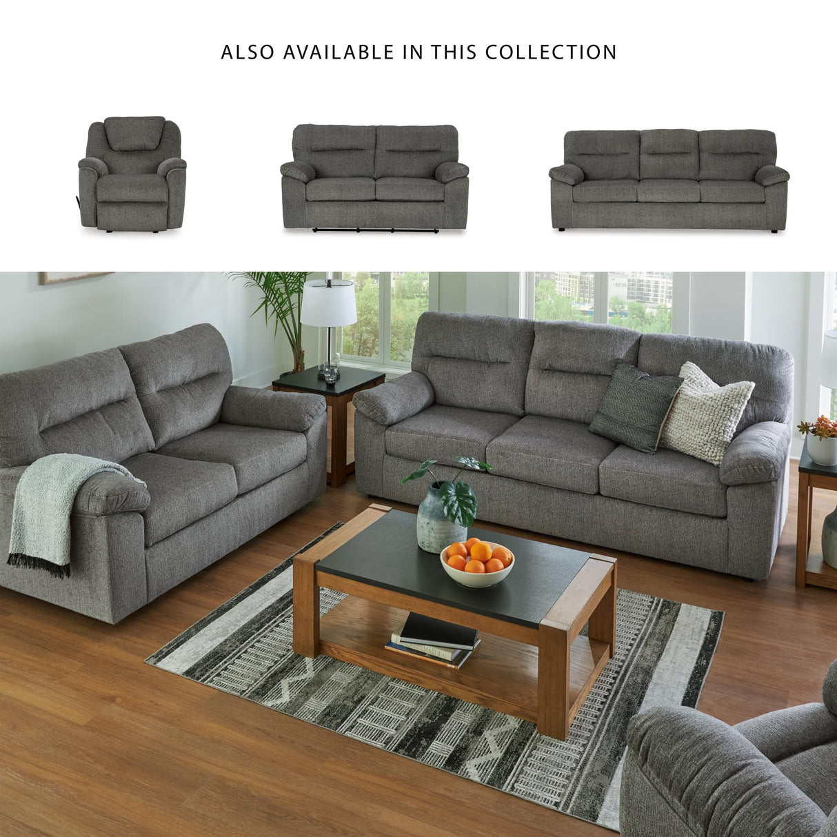 Signature Design by Ashley Bindura Contemporary Glider Loveseat with Non-skid Legs, Light Gray Signature Design by Ashley