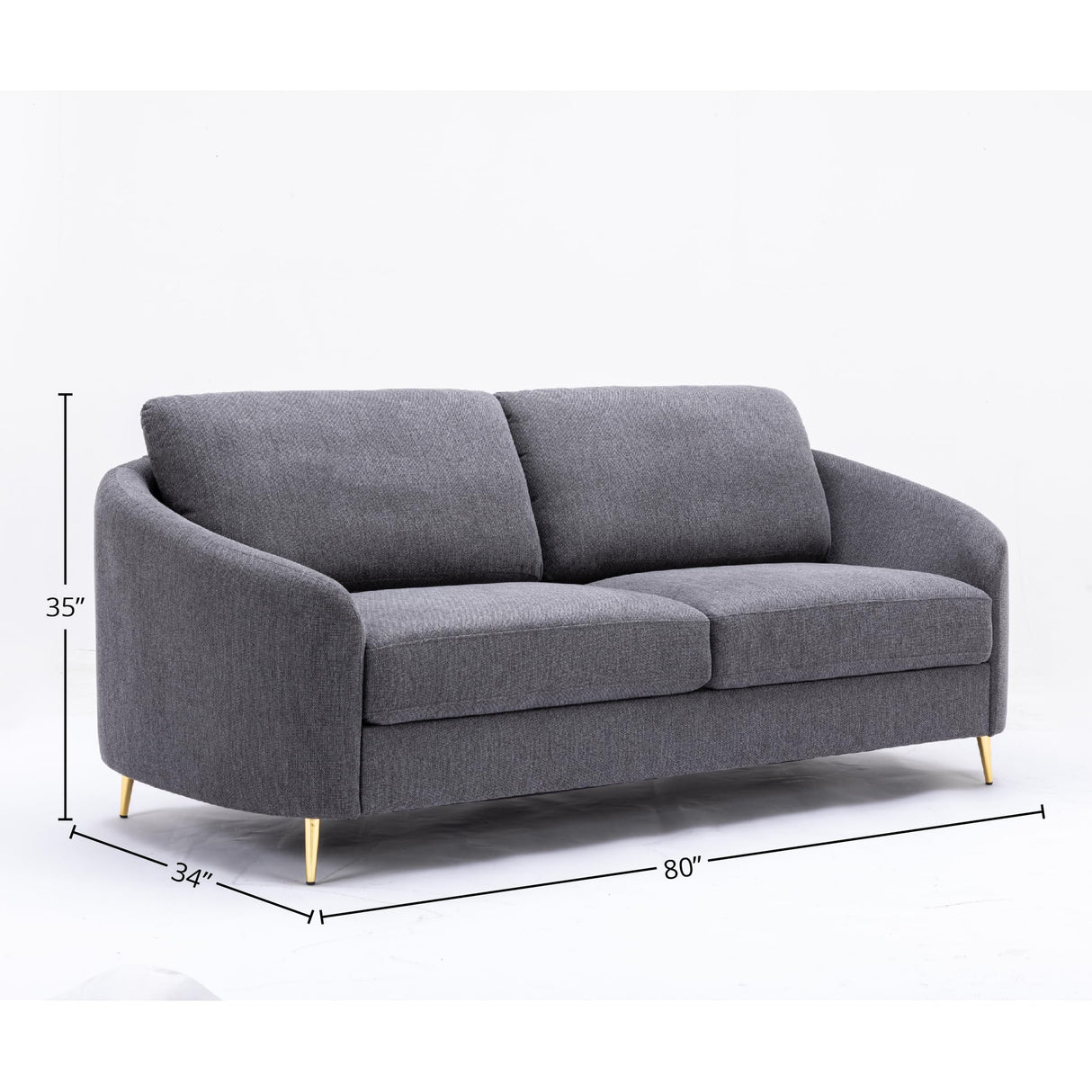 Acme Furniture Yuina Upholstered Fabric & Metal Sofa in Gray and Gold Acme