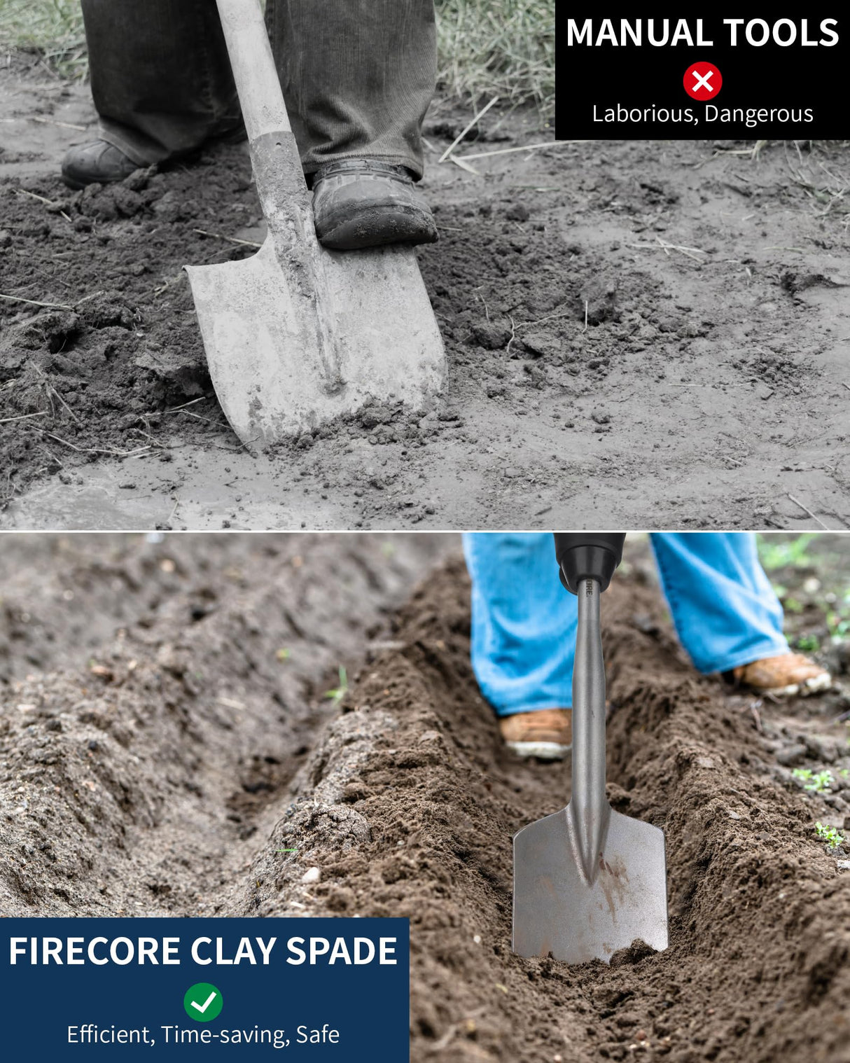 SDS Max Clay Spade, Firecore 4-1/2 In. x 17 In. Steel Drill Shovel Bit for SDS Max Rotary Hammer Electric Jackhammer, for Digging in Gardening, Backyard Landscaping on Clay Gravel Soil Adobe Sandstone Firecore