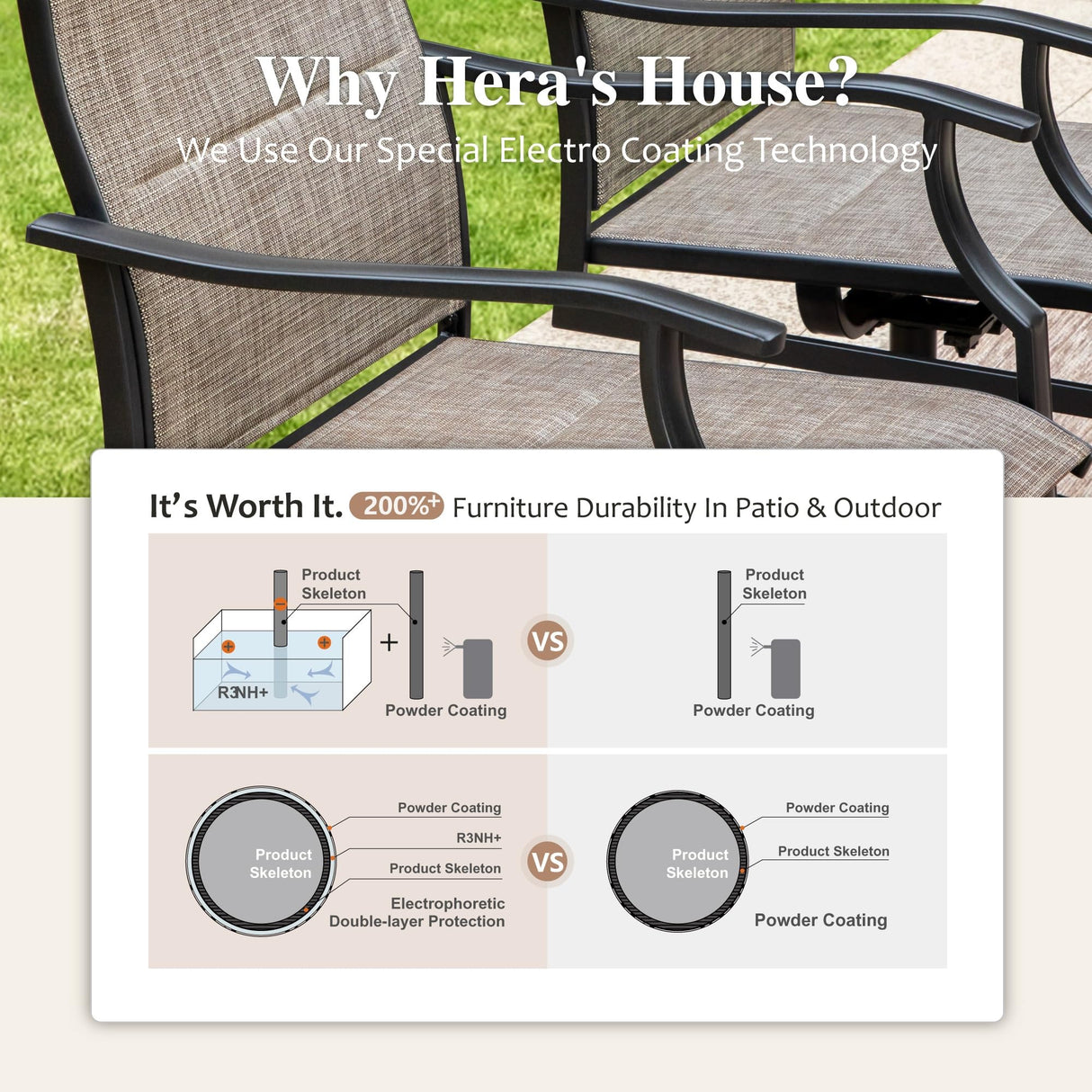 HERA'S HOUSE Outdoor Patio Dining Set of 9, 9 Piece Outdoor Table and Chairs Set of 1 Extendable Large Patio Table and 8 Quick Dry Textilene Swivel High Back Rocking Chairs for Lawn, Park, and Garden HERA'S HOUSE