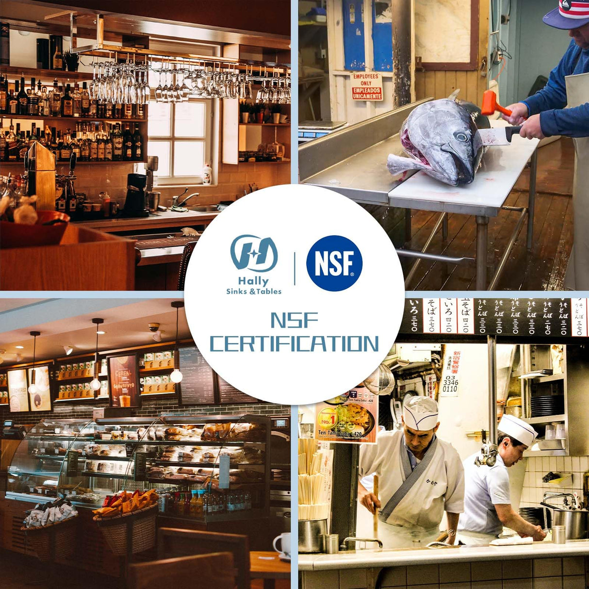 HALLY Stainless Steel Table for Prep & Work 18 x 72 Inches, NSF Commercial Heavy Duty Table with Undershelf and Galvanized Legs for Restaurant, Home and Hotel HALLY SINKS & TABLES H