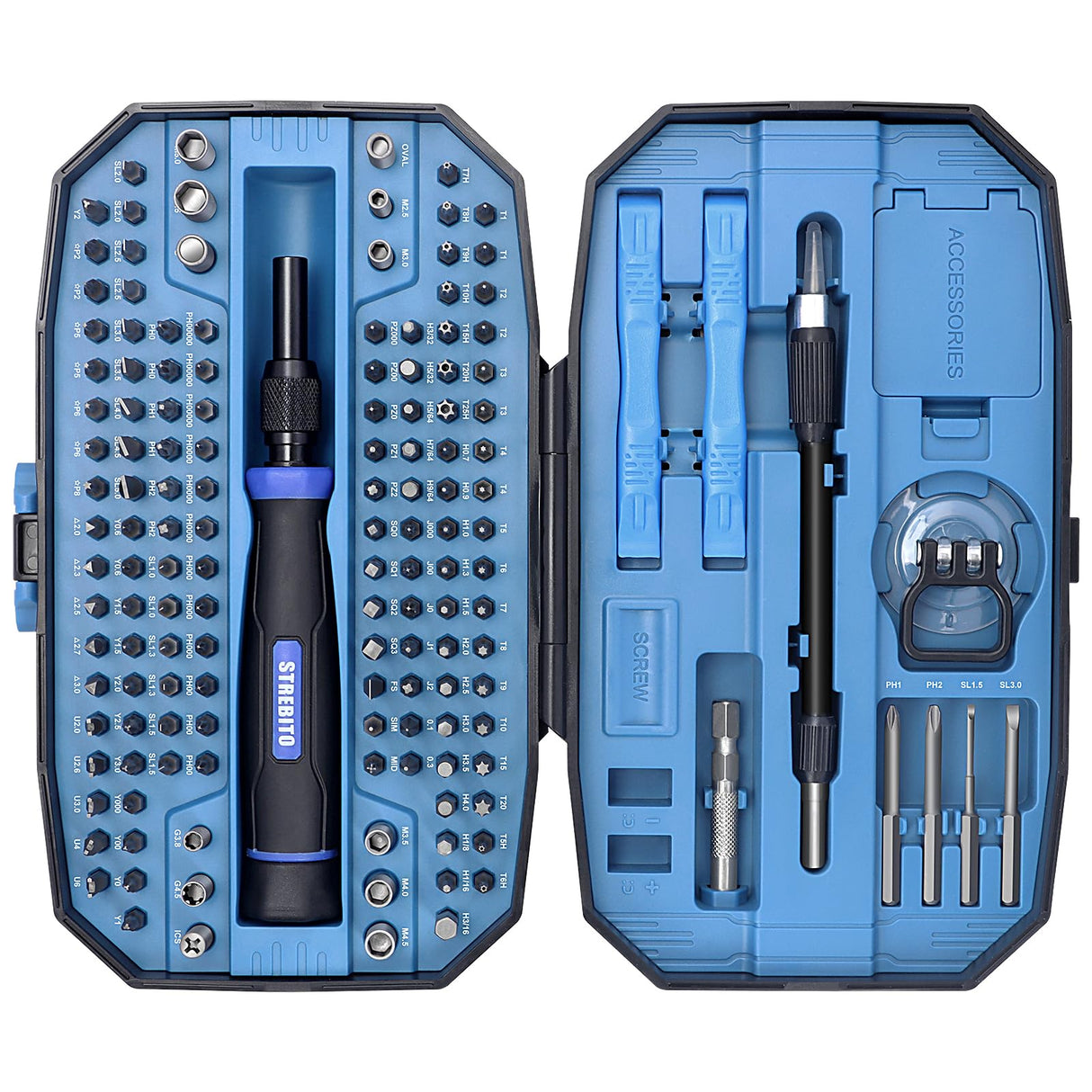 STREBITO Precision Screwdriver Set 153 in 1 Small Magnetic Screwdriver Set with Case, Electronic Repair Tool Kit for Computer, Laptop, iPhone, Macbook, PC, PS5, Xbox Controller, RC, Jewelers, Glasses STREBITO