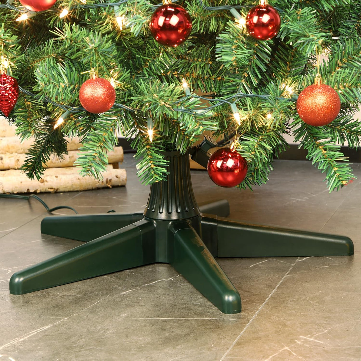Blissun 360-Degree Rotating Adjustable Christmas Tree Stand, Suitable for Up to 7.8 Feet Artificial Christmas Trees, Dark Green Blissun